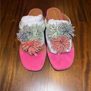 NWT Kurt Geiger Pom Pom Sandal with Multicolor Embellishments